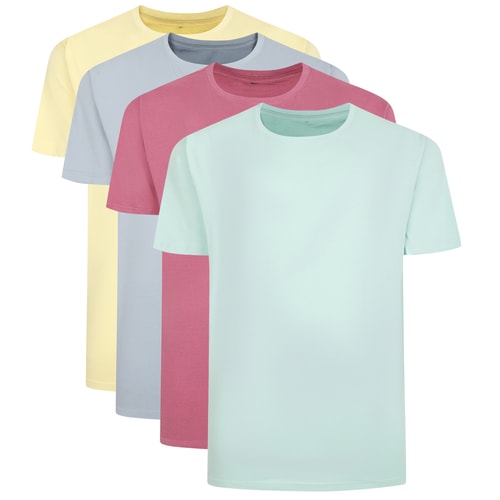 Bigdude 4 Pack Plain T-Shirts Multi Tall